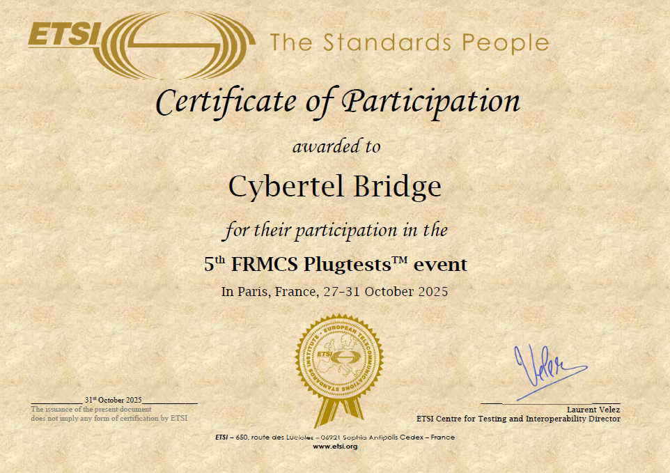 (주)사이버텔브릿지 FRMCS Plugtests 성공리에 완료